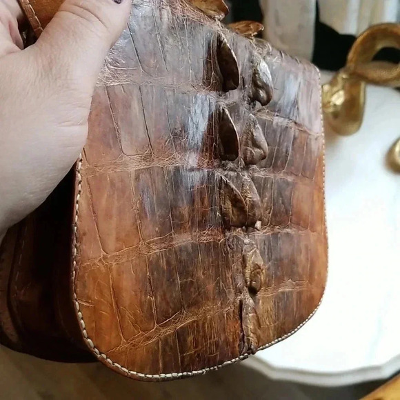 Vintage Crocodile Leather Shoulder Bag  Mid-Century True Vintage - Picture 2 of 8